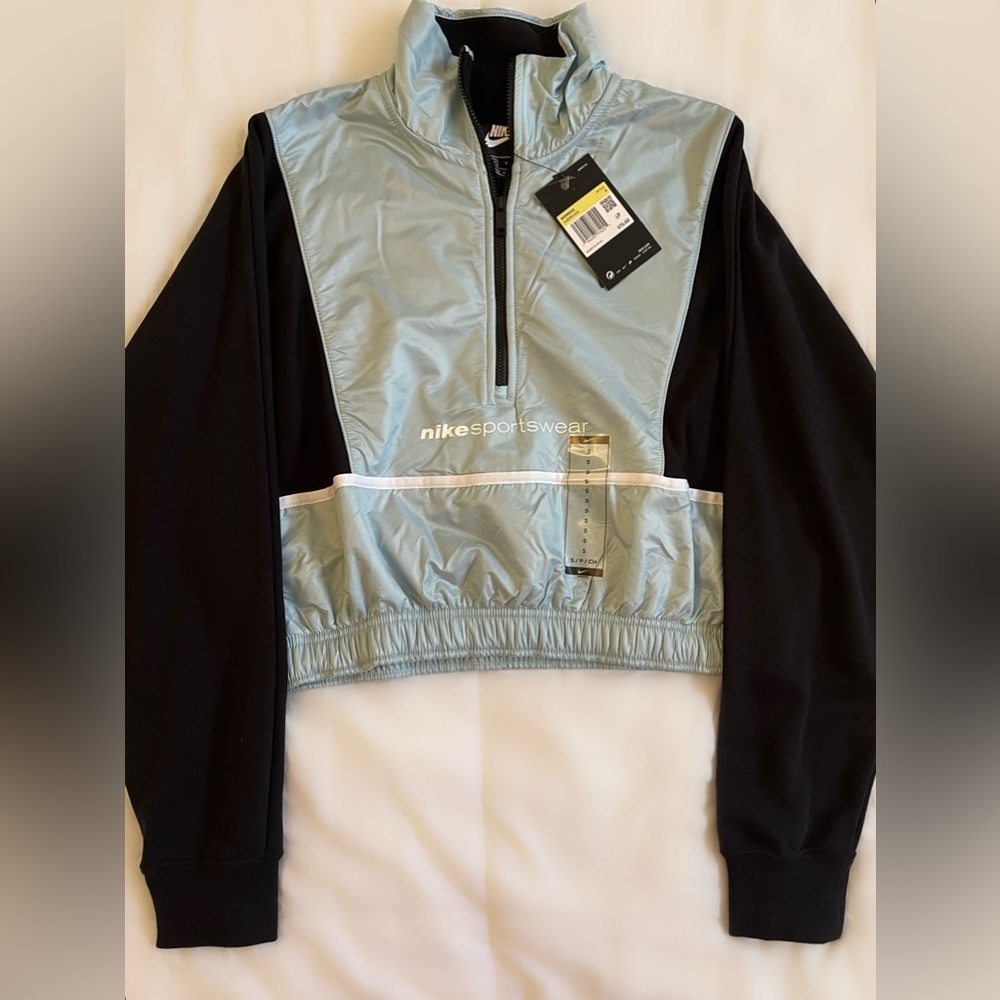 Nike woven colorblock cropped track jacket in blue